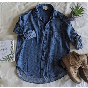 Anthropologie Cloth & Stone printed chambray top